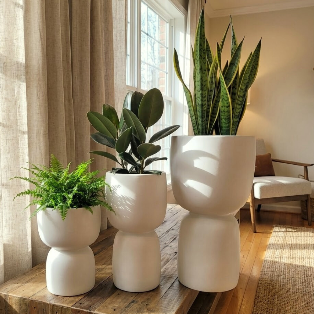 Donice ogrodowe Duala wys. 41, 54 i 70 cm, kremowe, zestaw Duala-zestaw-3-krem-_2_