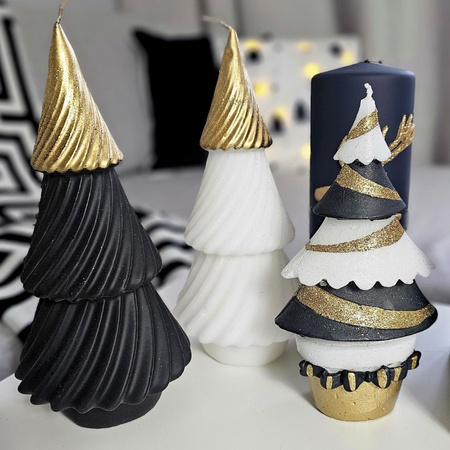 Świąteczna świeca spiralna Choinka 21 cm, czarna