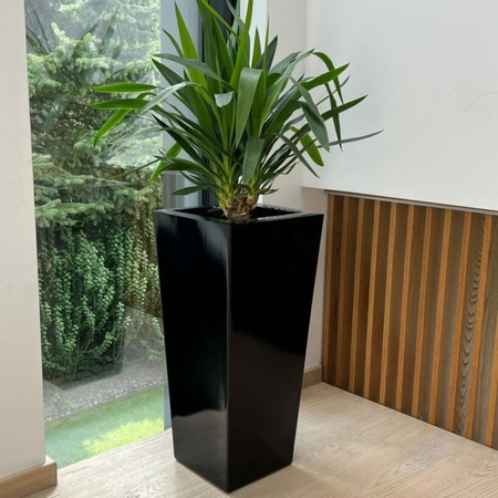 Wysoka donica prostokątna z włókna szklanego Slim wys. 67 x 31 x 31 cm, biała