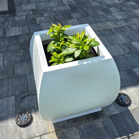 Duża donica ogrodowa Mars 51 cm, z górnym rantem, biała