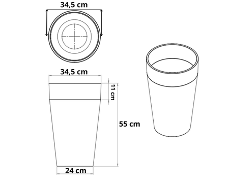 Duża donica granitowa Roma wys. 76 cm szer. 45 cm, biała