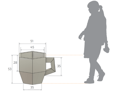 Duża donica do restauracji i kawiarni Kubek 53 cm, czerwona