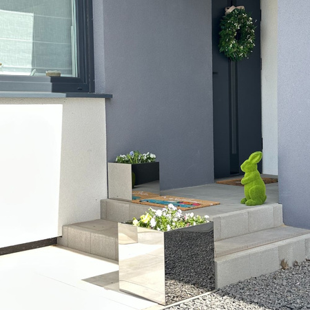 Lustrzana donica metalowa kwadrat Rubi 31x31 cm efekt lustra