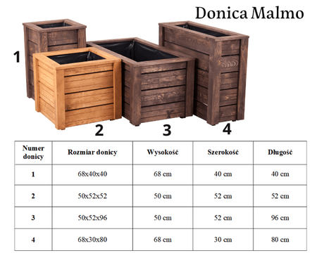 Prostokątna drewniana donica Malmo 50x96 cm, biała