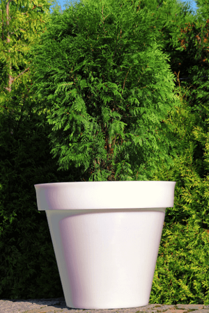 Donica duża okrągła Saturn 55 cm z półką, biała