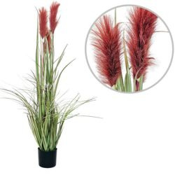 Sztuczna trawa pampasowa różowa 122 cm dekoracyjna w doniczce