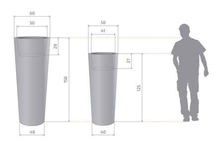 Donica wysoka Neptun 150 cm z półką, antracyt