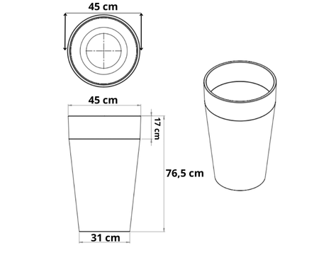 Duża donica granitowa Roma wys. 76 cm szer. 45 cm, czarna