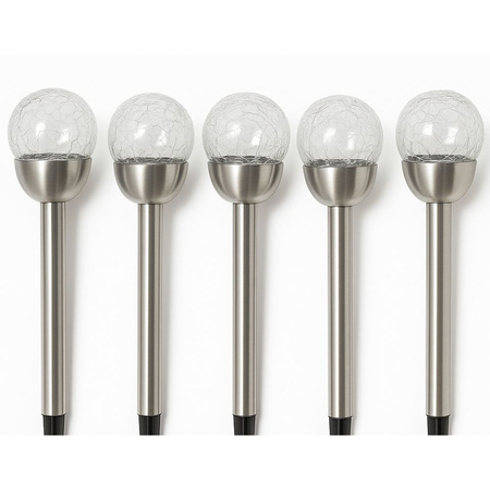 Lampy solarne zestaw 5 sztuk wys. 36x6 cm, srebrne