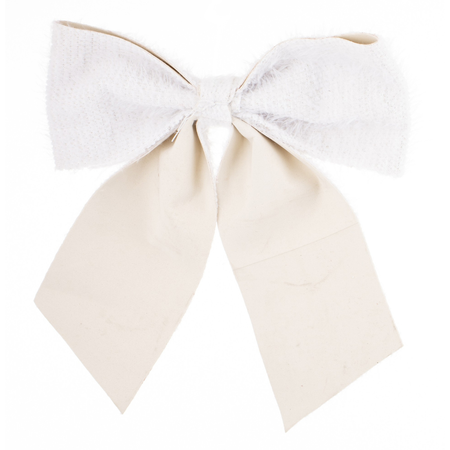 Ozdoba świąteczna pluszowa Biała Kokarda 33x35 cm
