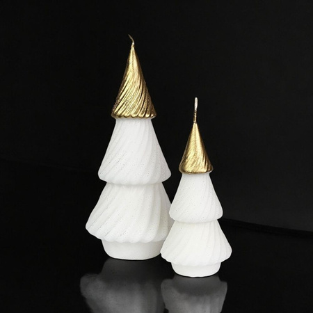 Świąteczna świeca spiralna Choinka 15 cm, biała