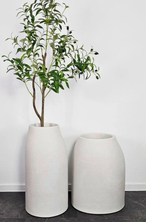 Donice wysokie Etna wys. 60 i 70 cm, kremowe, zestaw