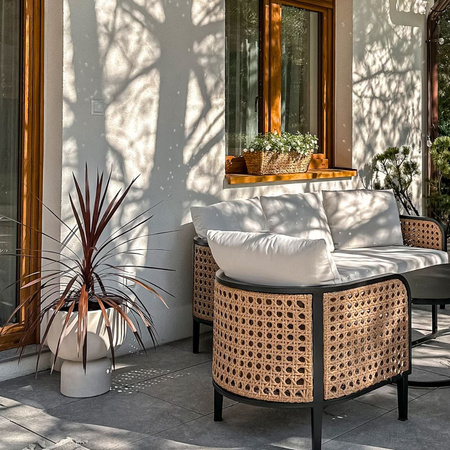 Donice do salonu Mono wys. 43x40 cm i Duala wys. 70x40 cm, kremowe, zestaw