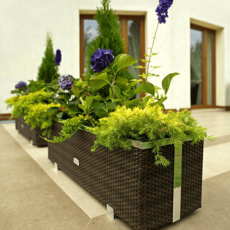 Prostokątna donica technorattanowa 108x43 cm, ciemny szary