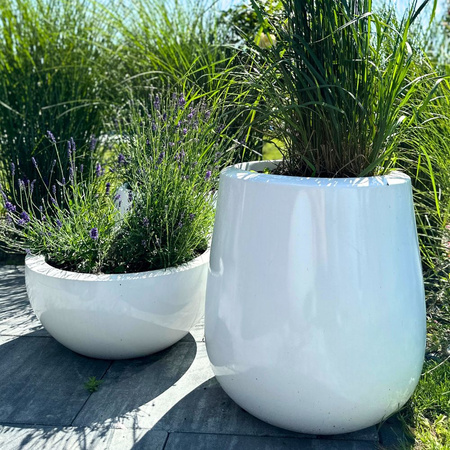 Duża donica okrągła w połysku Nyks wys. 68x67 cm, biała