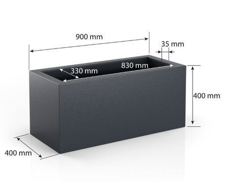 Długa donica  prostokątna Long 40 cm, antracyt