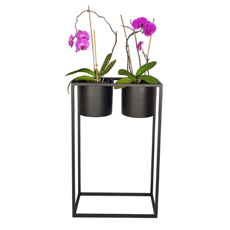 Metalowy kwietnik loft podwójny Iris 80 cm, czarny