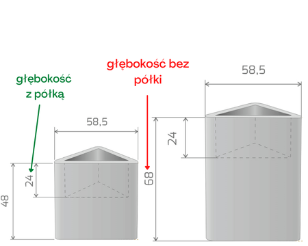 Donica trójkątna Triton 48 cm bez półki, żółta