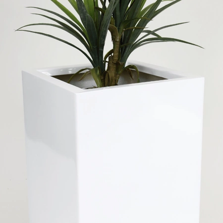 Donica prostokątna kwadratowa z włókna szklanego Pillar wys. 85 x 41 cm, biała