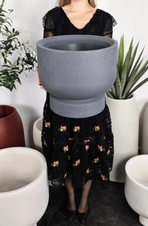 Donica kielich Baso wys. 33 i 51 cm, antracyt, zestaw