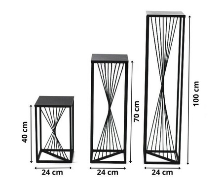 Metalowy kwietnik stojący Nutri 40 cm, czarny