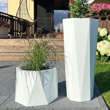 Donica wysoka Octavia 79 cm z półką, biała