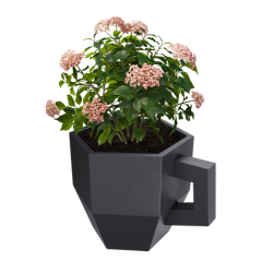 Duża donica do restauracji i kawiarni Kubek 53 cm, czarna