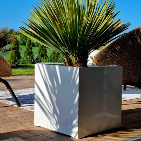 Kwadratowa donica Box w połysku 60x60 cm, szary mat