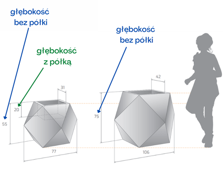 Duża donica geometryczna Pandora 55 cm bez półki, antracyt