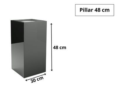 Donica prostokątna kwadratowa z włókna szklanego Pillar, wys. 48 x 30 cm, czarna