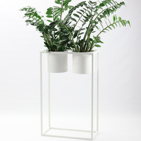 Metalowy kwietnik loft podwójny Iris 80 cm, biały