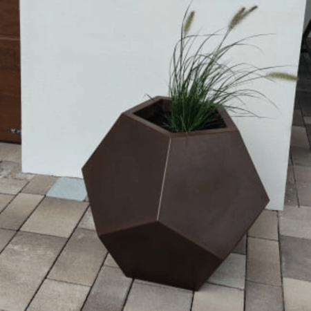 Donica geometryczna Alma 53 cm z odprowadzaniem wody, corten