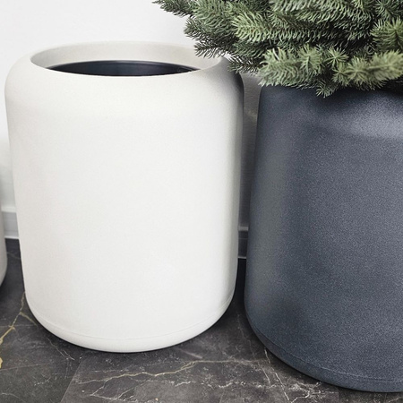 Donica okrągła Ambiente wys. 30 i 45 cm z wkładem, kremowa, zestaw
