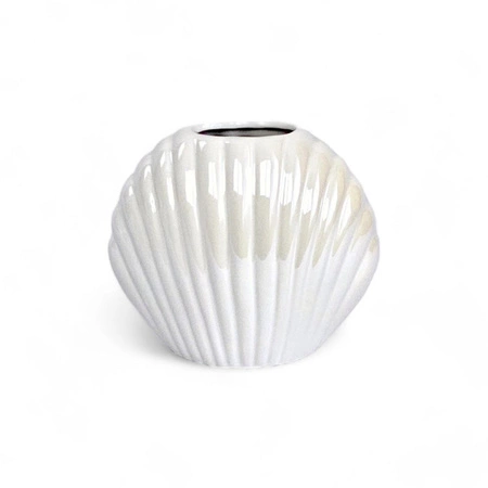 Wazon ceramiczny w kształcie muszli Shell wys.15x18 cm, biały