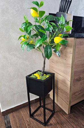 Stojak loftowy kwietnik Sol 50 cm czarny z wkładem