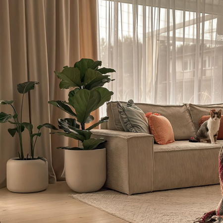 Donica okrągła Ambiente wys. 30x40cm z wkładem, kremowa