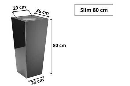 Wysoka donica prostokątna z włókna szklanego Slim wys. 80 x 36 x 36 cm, biała