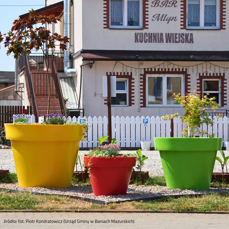 Donica duża okrągła Saturn 55 cm z półką, biała