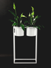 Metalowy kwietnik loft podwójny Iris 80 cm, biały