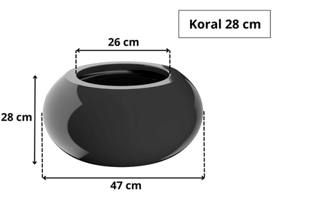 Okrągła donica niska z włókna szklanego Koral wys. 28 cm średnica 47 cm, biała