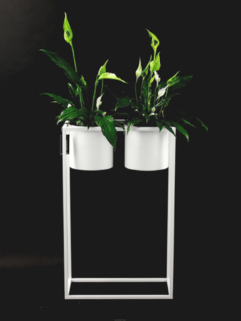 Metalowy kwietnik loft podwójny Iris 80 cm, biały