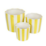 Doniczki ceramiczne żółte w paski Vanity Lemon wys.11, 15 i 19 cm, zestaw