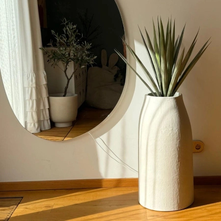 Donice wysokie Etna wys. 60 i 70 cm, kremowe, zestaw