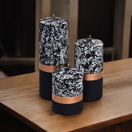 Świeca ozdobna marmurkowa Marble 10x7 cm, czarna