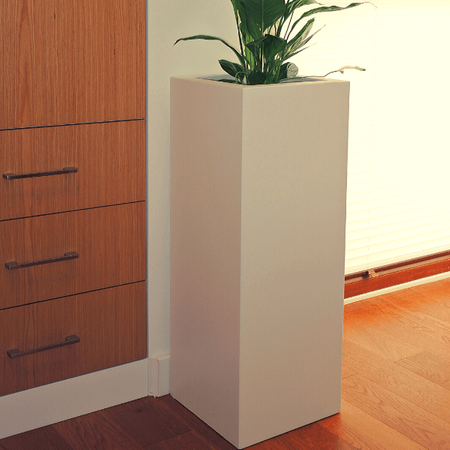 Prostokątna podświetlana donica z włókna szklanego Tower 80 cm, szara