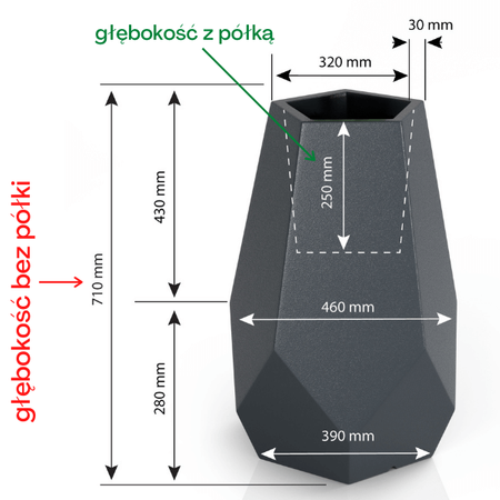 Podświetlana geometryczna donica Bari 71 cm