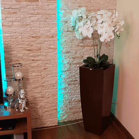 Donica wysoka Juno 92 cm z półką, brązowa