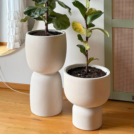 Donice do salonu Mono wys. 43x40 cm i Duala wys. 70x40 cm, kremowe, zestaw