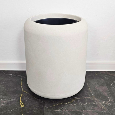 Donica okrągła Ambiente wys. 30 i 45 cm z wkładem, kremowa, zestaw