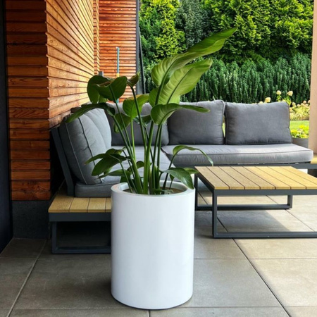 Okrągła donica w połysku Ring wys. 50x40 cm, szary mat